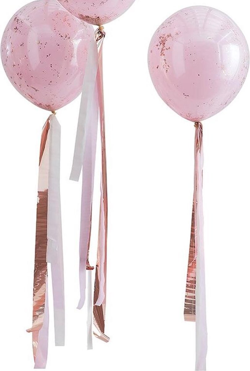 Ballon Staart Streamer Rosé Goud Roze