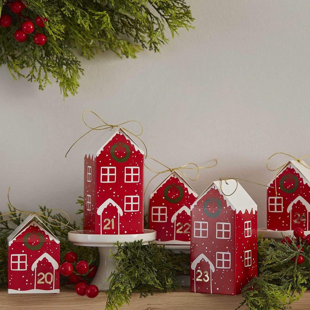 DIY Advent Kalender Kerstdorp - Rood