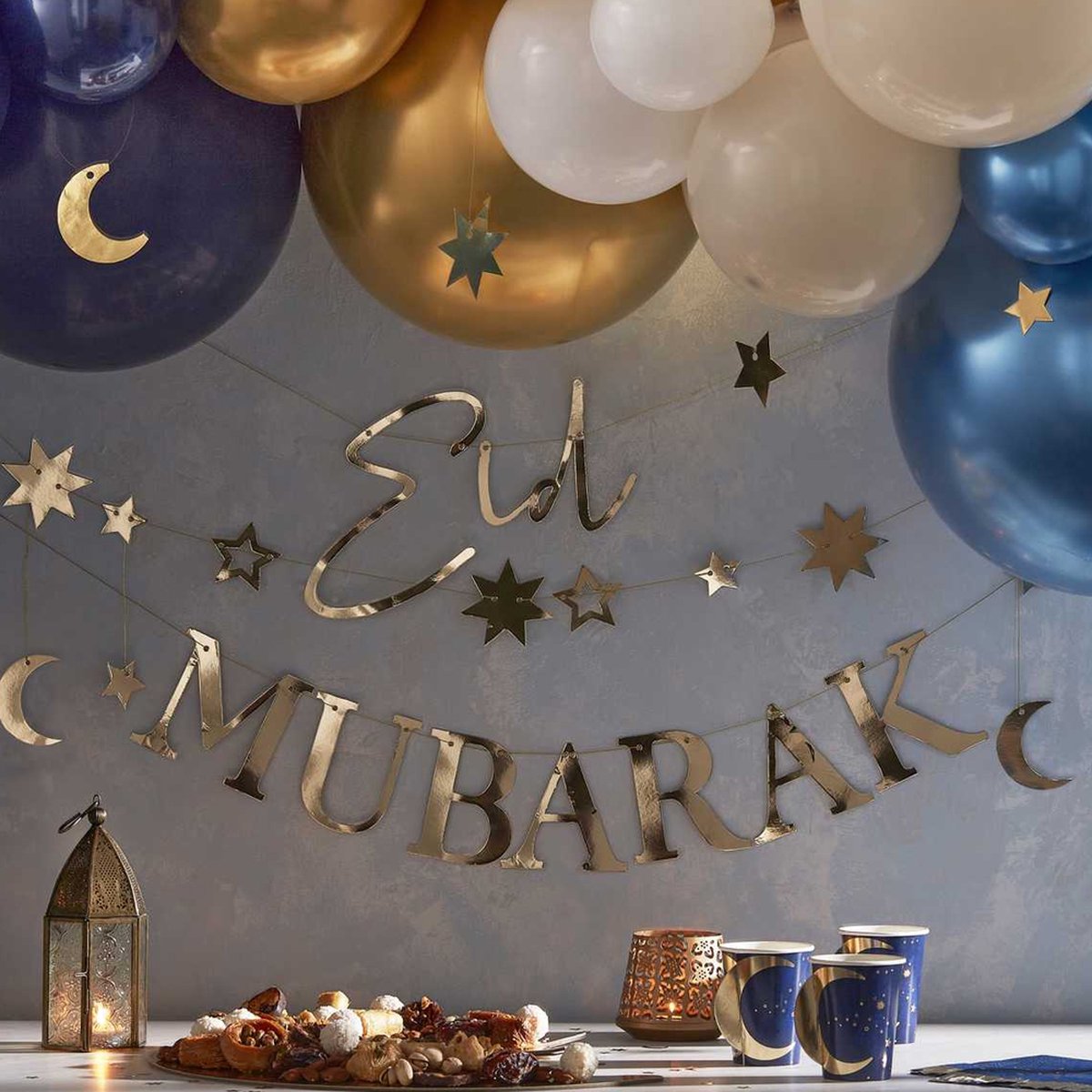 Letterbanner Eid Stars & Moon - Goud