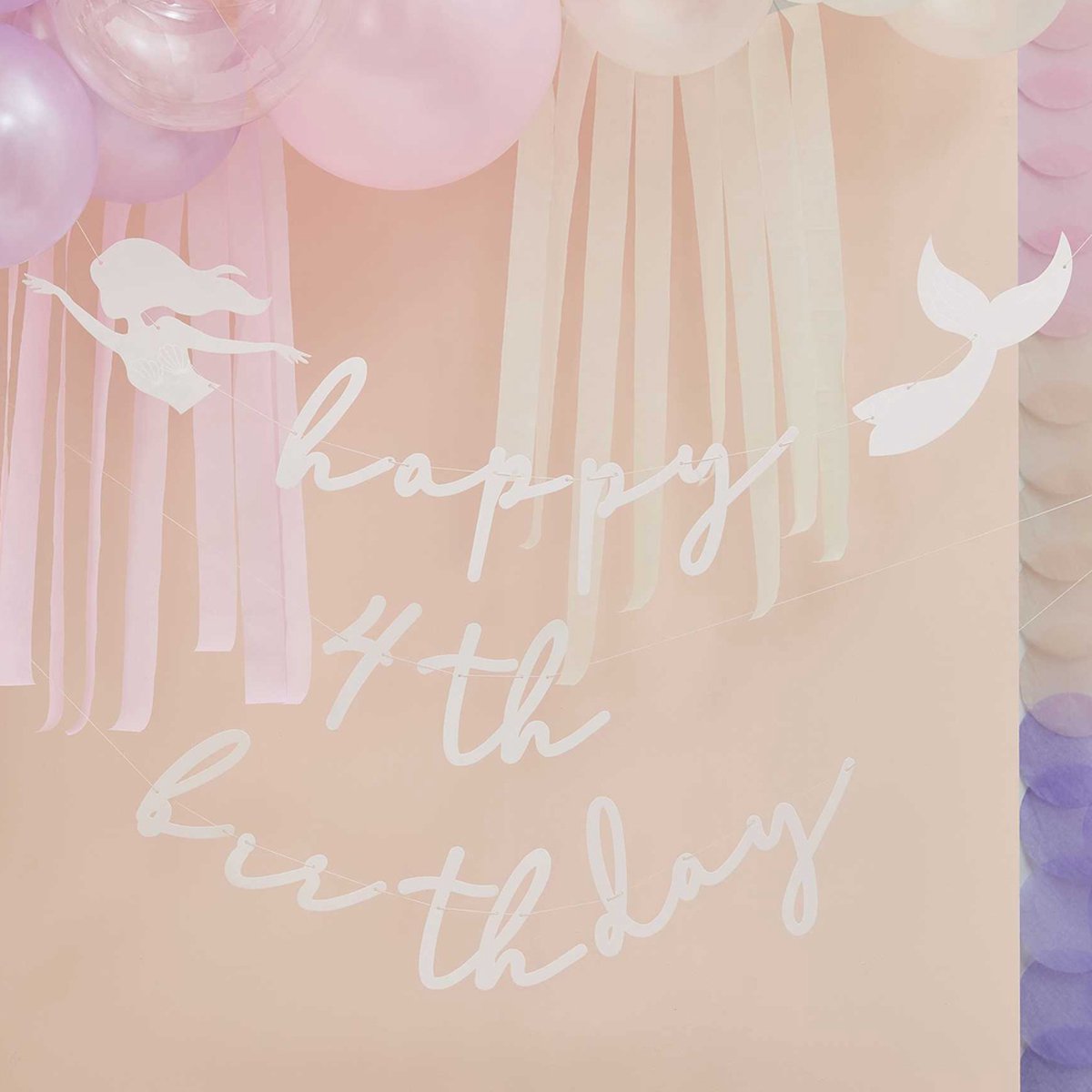 Letterbanner Happy Birthday Mermaid Customisable - 2 meter