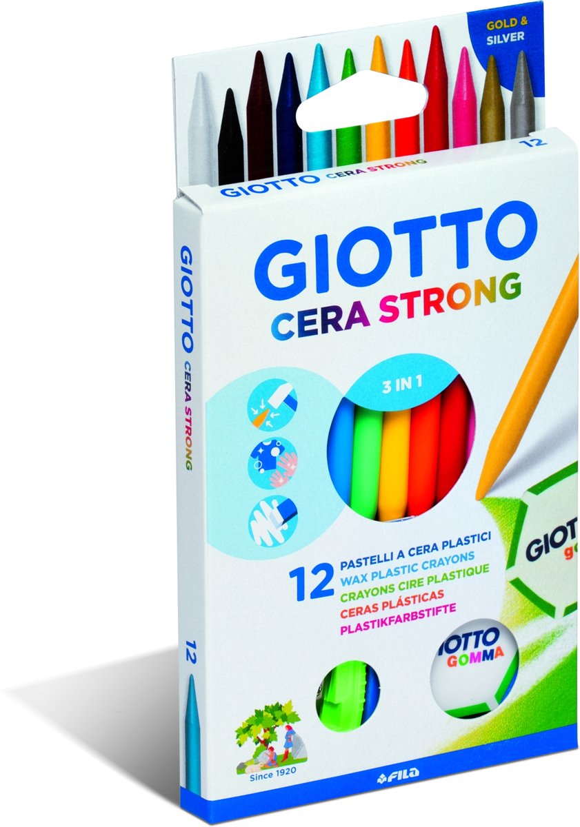 Giotto GIOTTO CERA STRONG WAX CRAYON ERASABLE BOX OF 12 PCS