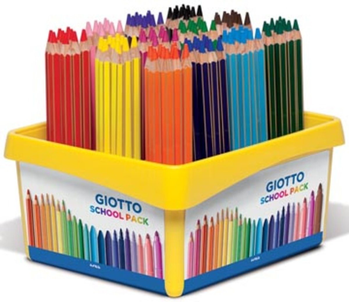 Giotto Mega kleurpotloden, schoolpack met 108 stuks in geassorteerde kleuren