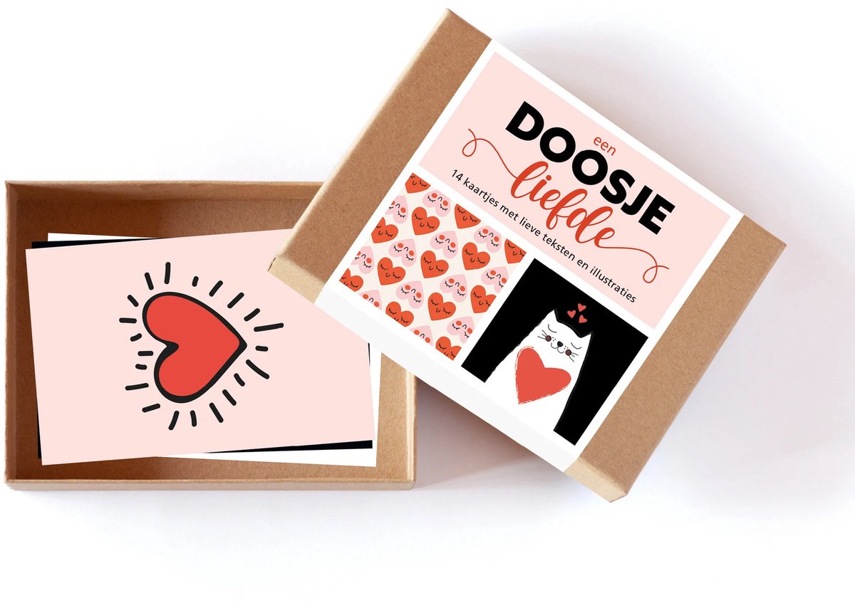 Doosje met een Glimlach Liefde - Kado - 14 kadokaartjes - incl. schildersezeltje