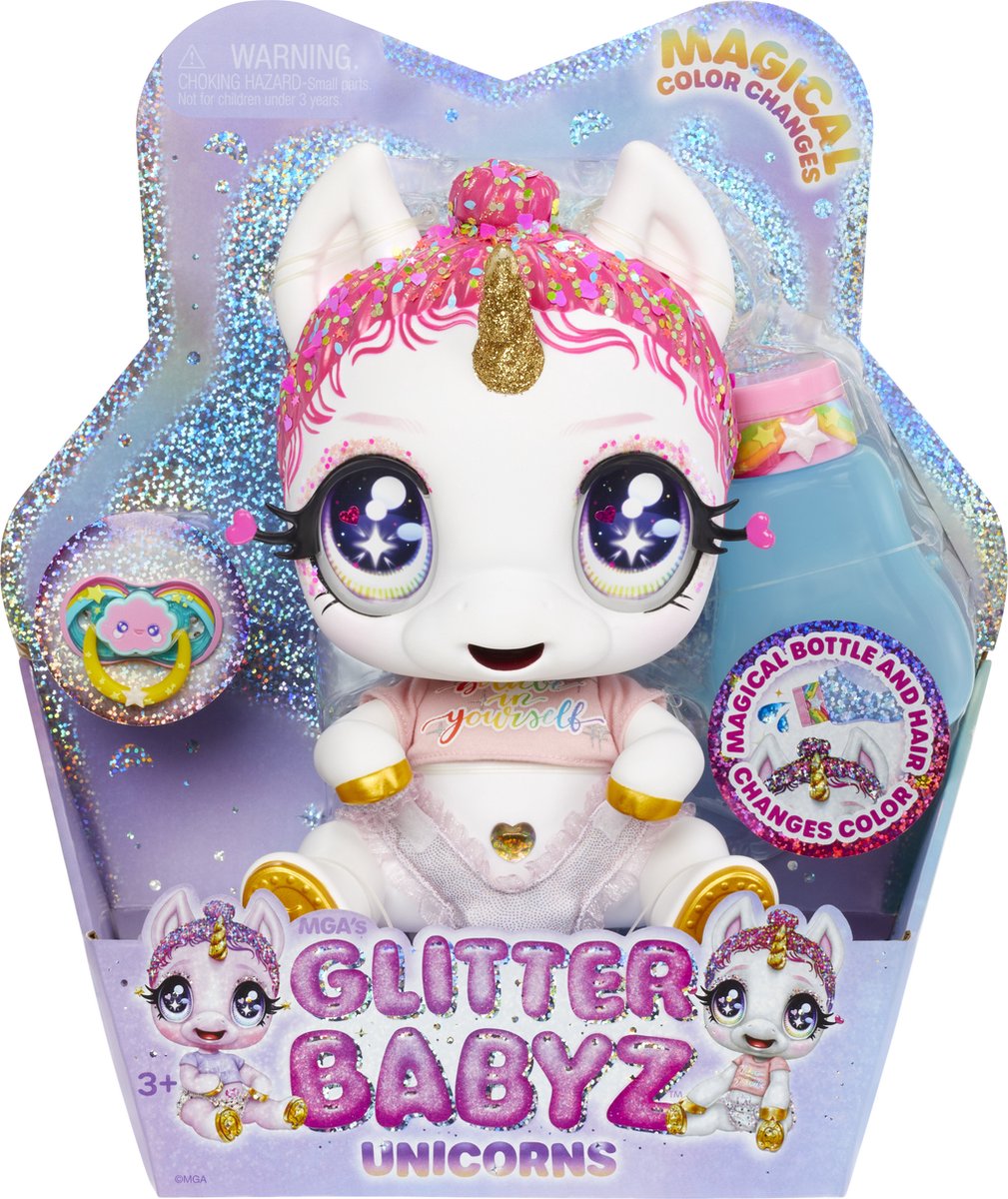 Glitter Babyz - Lunita Sky Witte Regenboog - Eenhoornpop