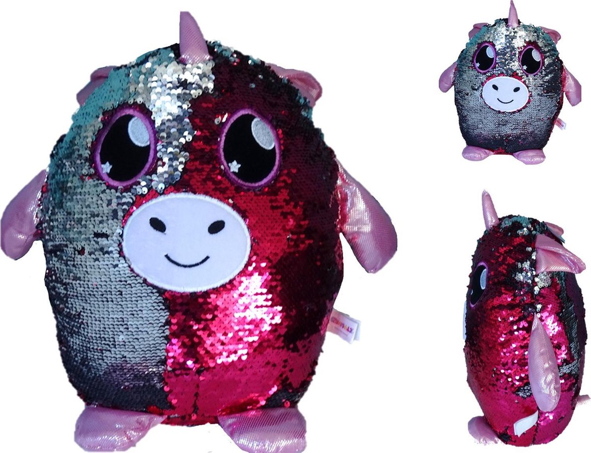 Glitter Palz Eenhoorn knuffel 40 cm - Pailletten Glitter knuffel