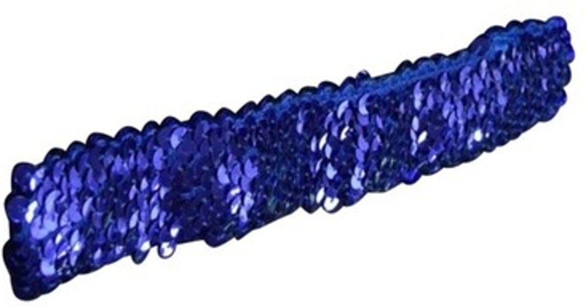 Blauwe pailletten disco glitter haarband - Blauwe Toppers verkleed/ carnaval accessoires