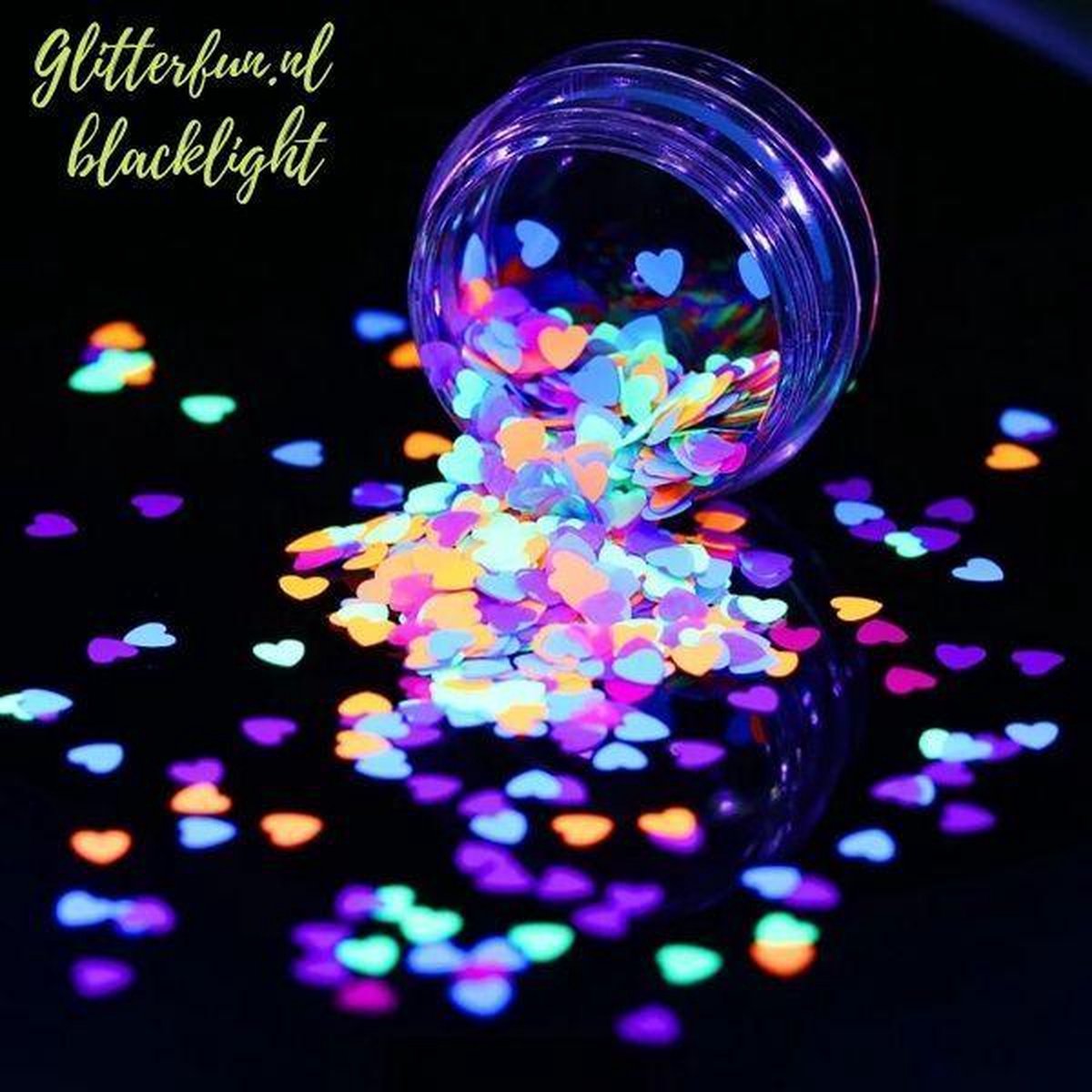 Neon hartjes glitter - blacklight