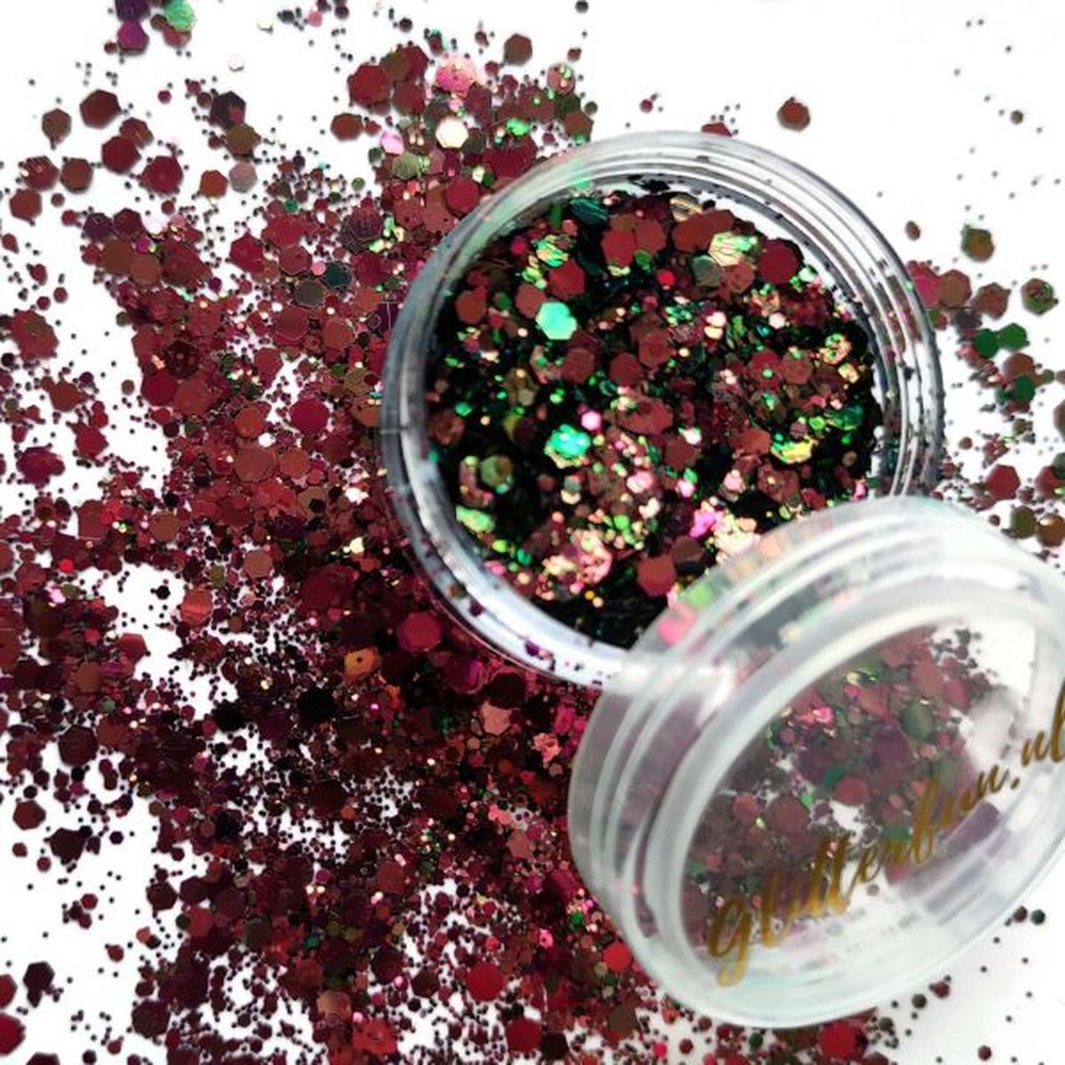 Roze groen kameleon glittermix