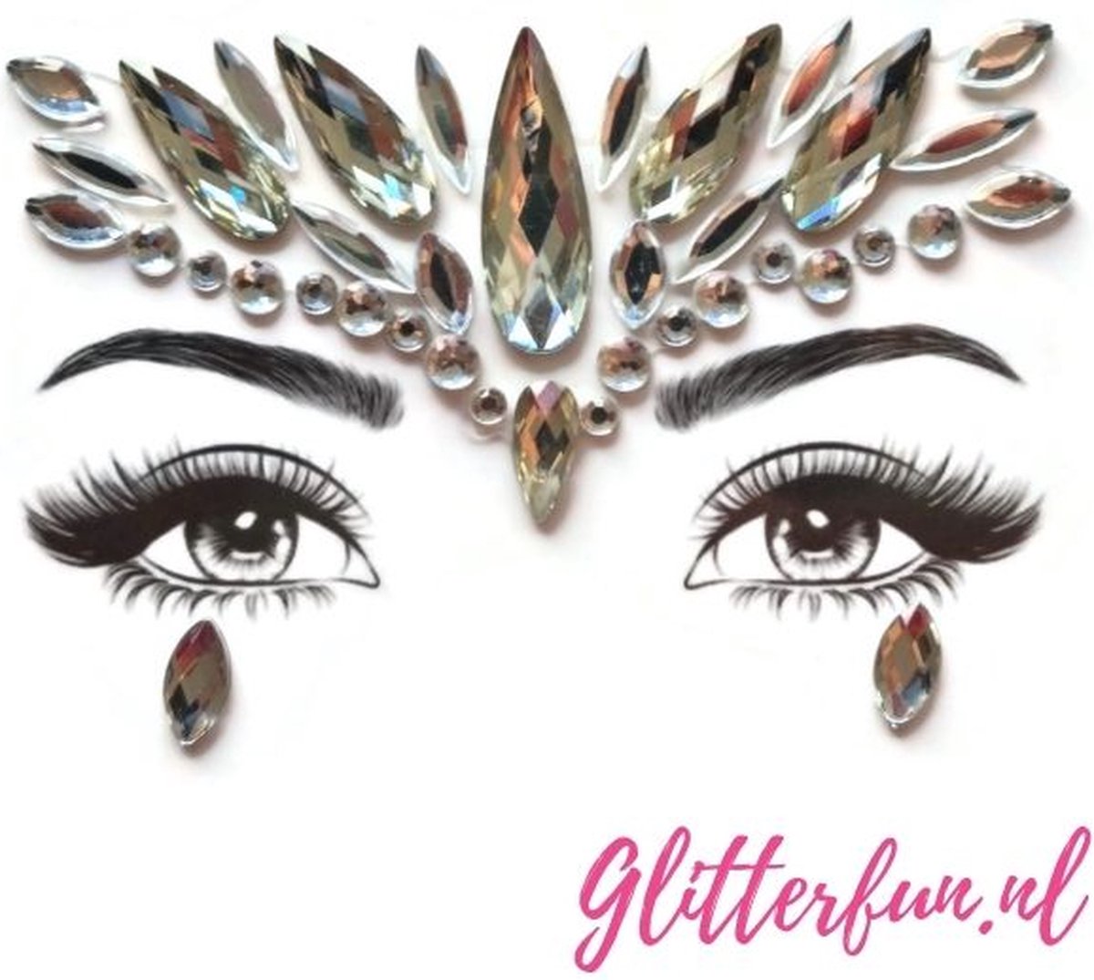 zilver face gems glitters - festival glim steentjes