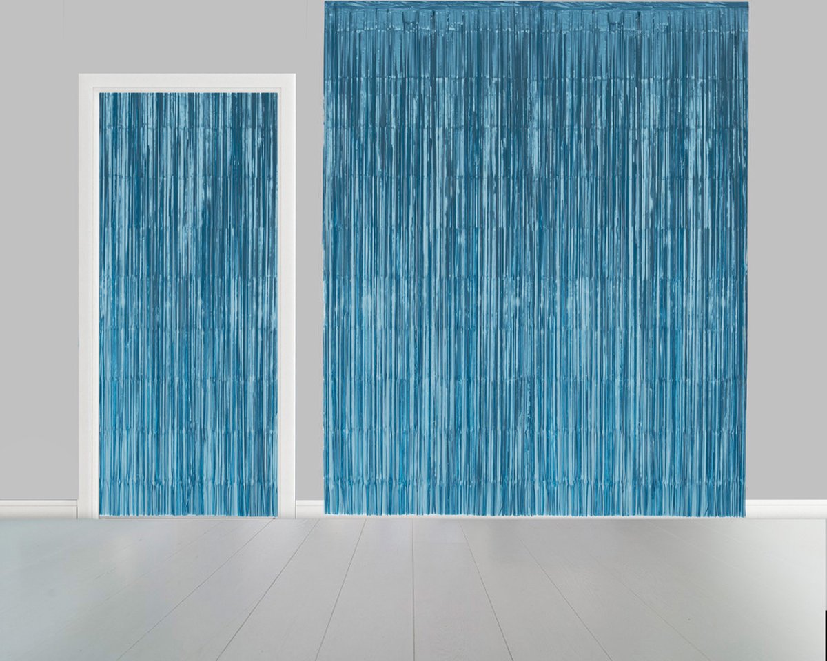 2x Deurgordijn Baby Blauw 1 x 2,4 meter Vlamvertragend - Feest Thema Party