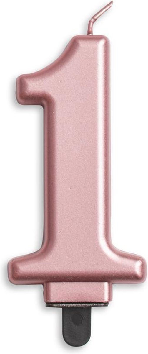 Cijfer kaars metallic Rosé Goud 1