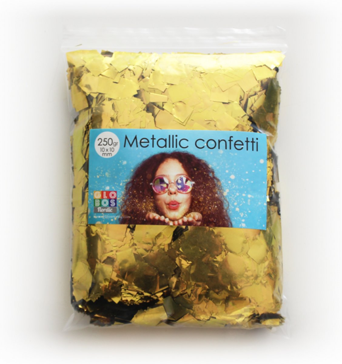 Confetti 250 gram 10mm vierkant goud