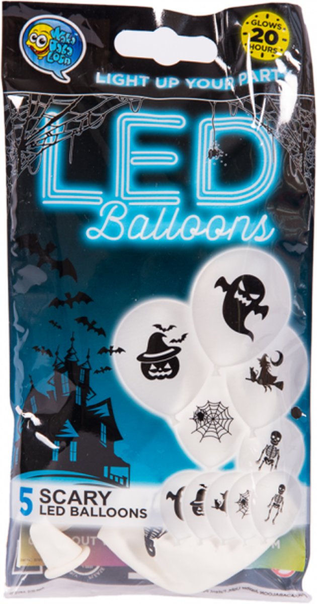 LED Ballonnen Gost Face 30cm – 5 stuks