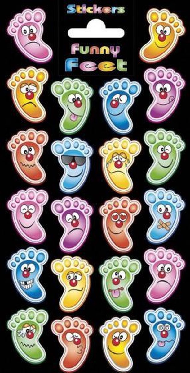 stickervel Funny Feet junior papier 22 stuks