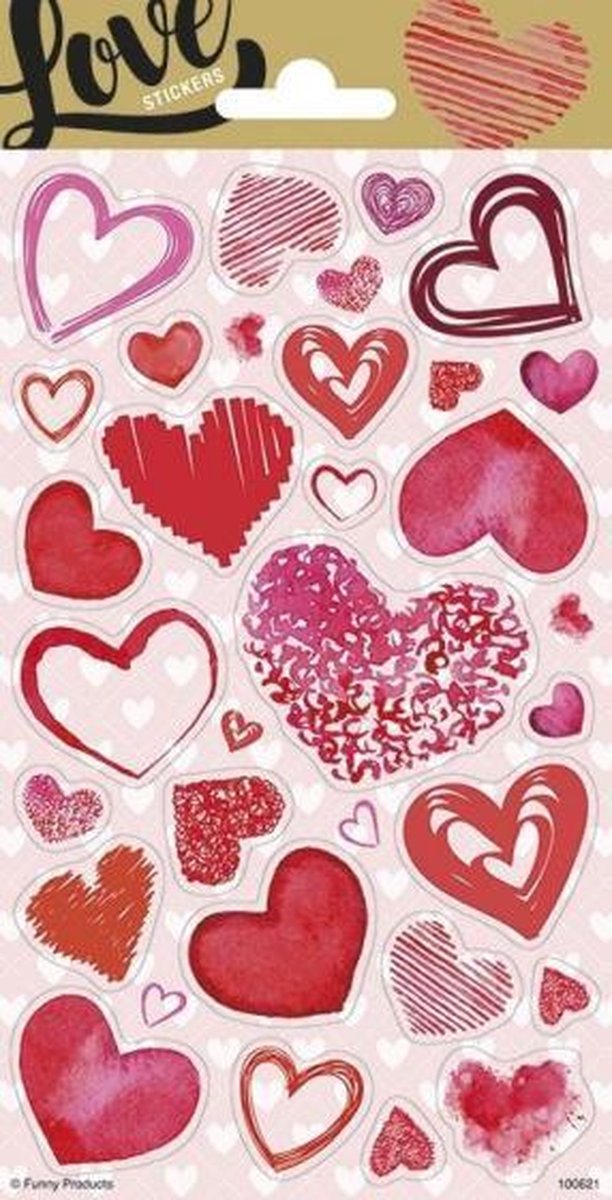 stickervel Hearts junior papier roze 31 stuks