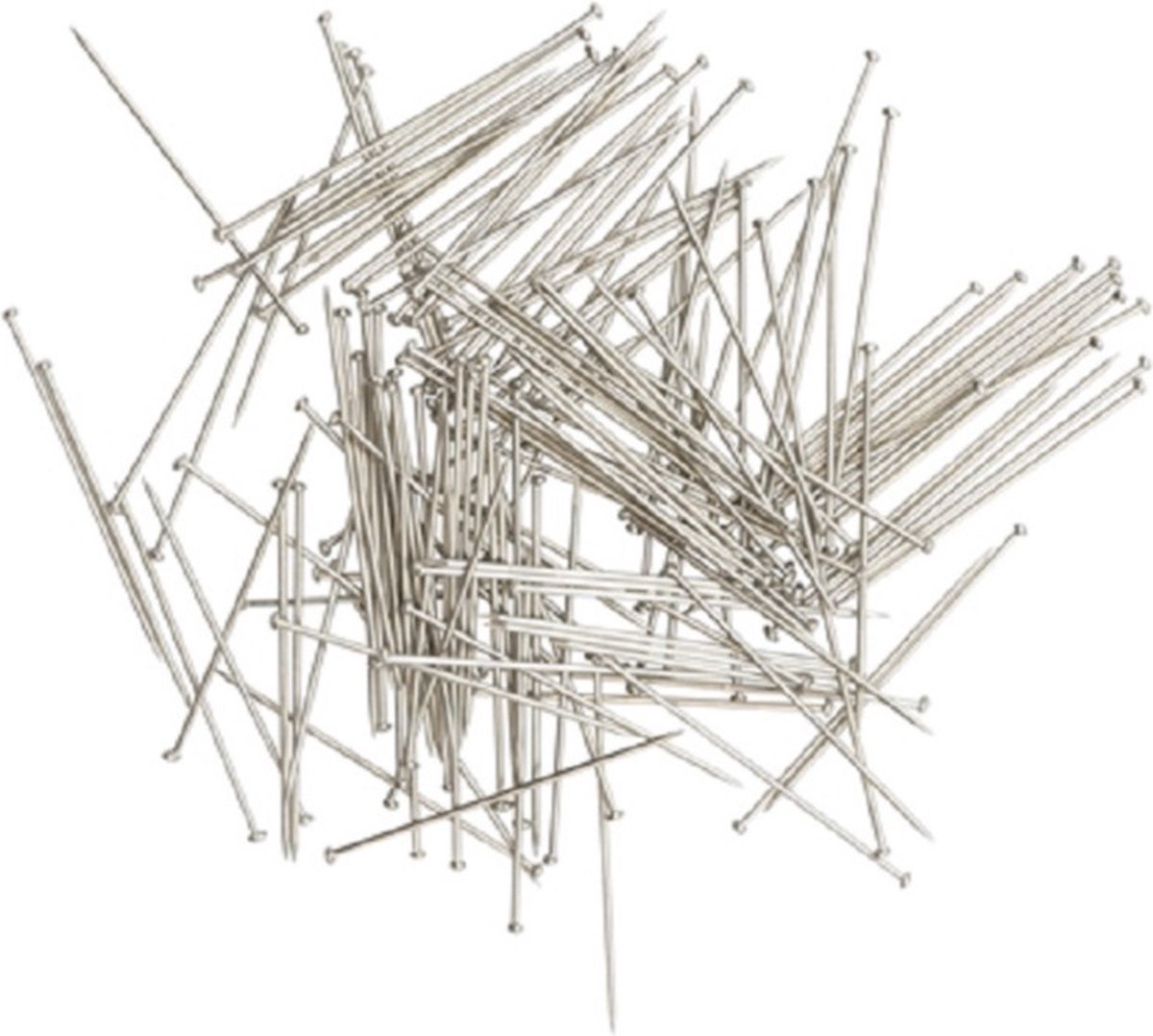 Glorex Platte kopspelden/naaispelden - 3 cm - zilver - 170x stuks - hobby spelden