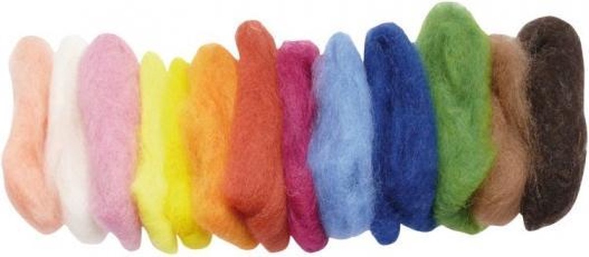 gekaarde wol 50 gram 15 stuks multicolor