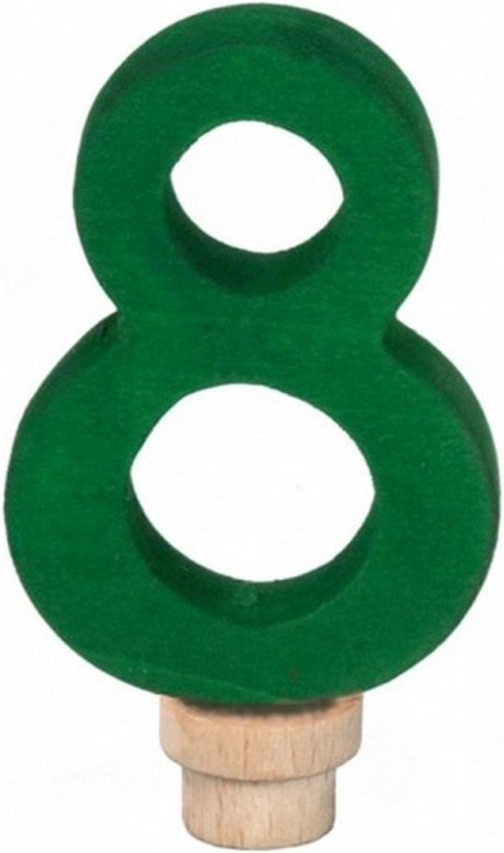 verjaardagscijfer 8 ringplug 7 cm groen