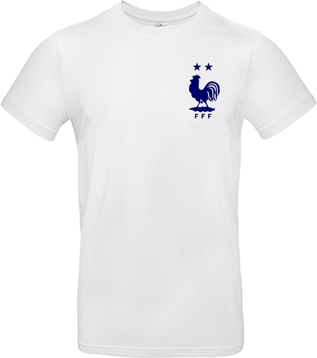 France - WK shirt - Voetbalshirts - Frankrijk - Wit T-shirt korte mouw - Maat L - 100% Cotton