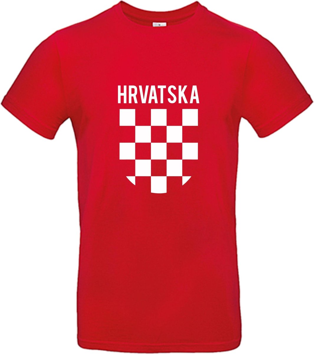 Hrvatska - Croatia - WK shirt - Voetbalshirts - Kroatië - Rood T-shirt korte mouw - Maat 3XL - 100% Cotton