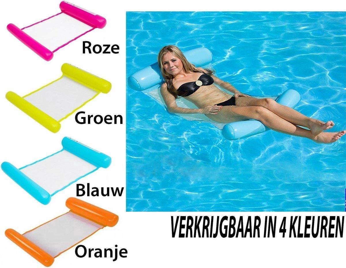 Waterhangmat - Opblaasbaar lounge luchtbed – hoofdsteun - Zwembad luchtbed - Water hangmat - hangmat - zwemmen - waterspeelgoed - zwembad spelletjes - Blauw