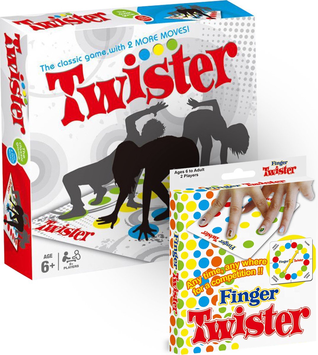 GoGoods Twister Spel - 2-in-1 Editie - Familiespel - Twister/Vinger Twister - Spelletjes voor Kinderen en Volwassen - Vanaf 6 jaar - Multicolor