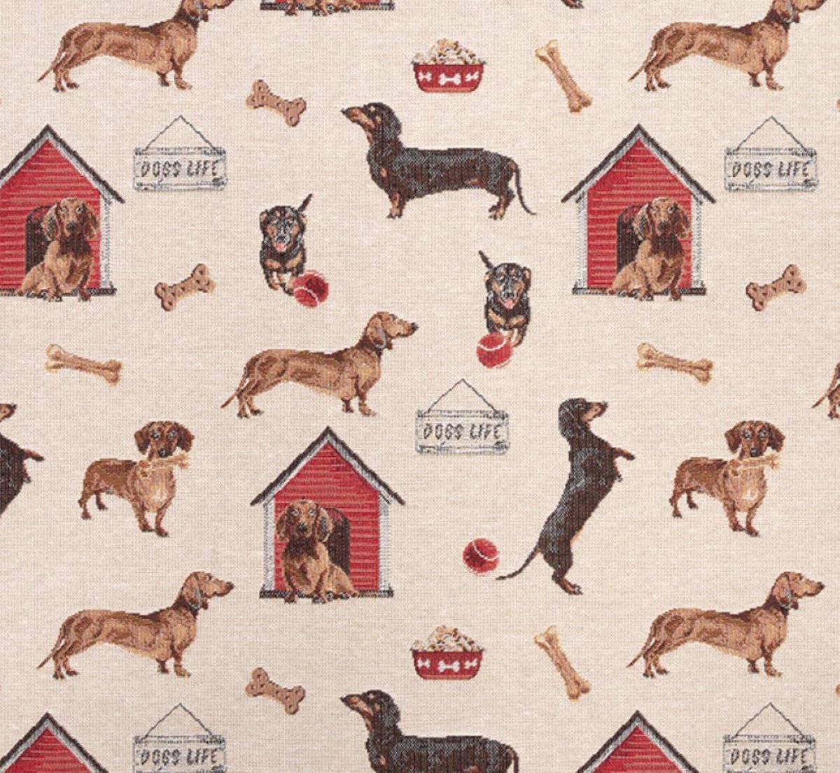 Gobelin stof, Honden, voor interieurdecoratie, Lengte 1 Meter, Breedte 1.40 Meter.