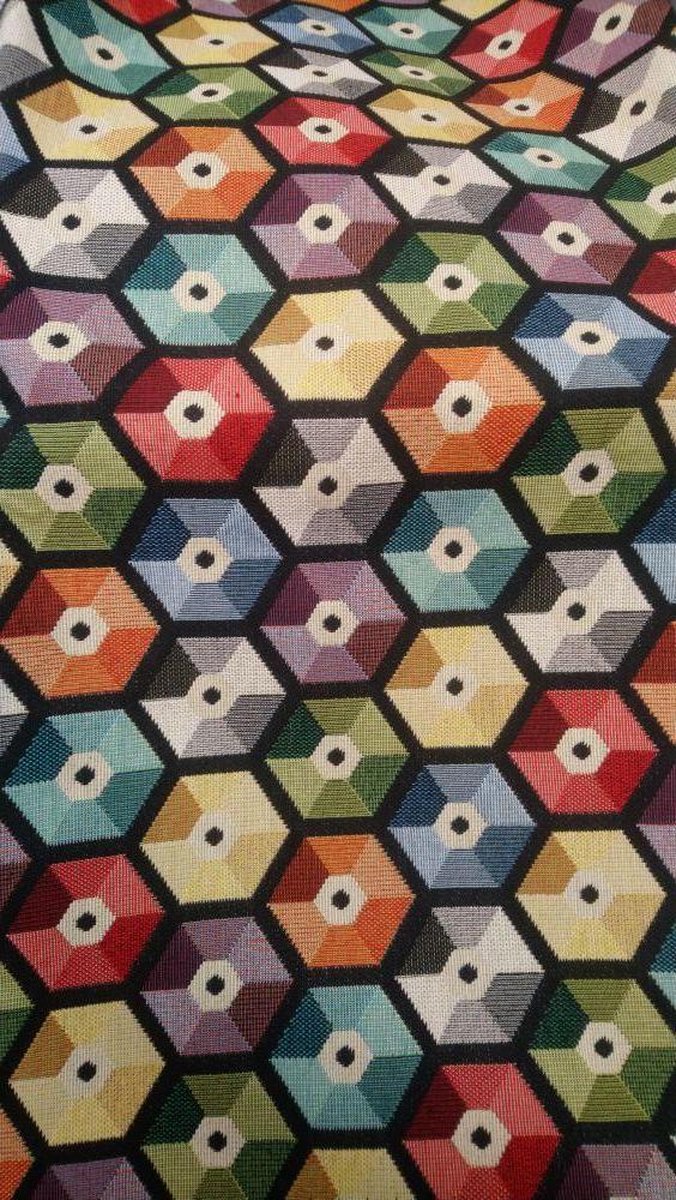 Gobelinstof Multicolor Geometric voor interieurdecoratie, Lengte 1 Meter, Breedte 1.40 Meter.