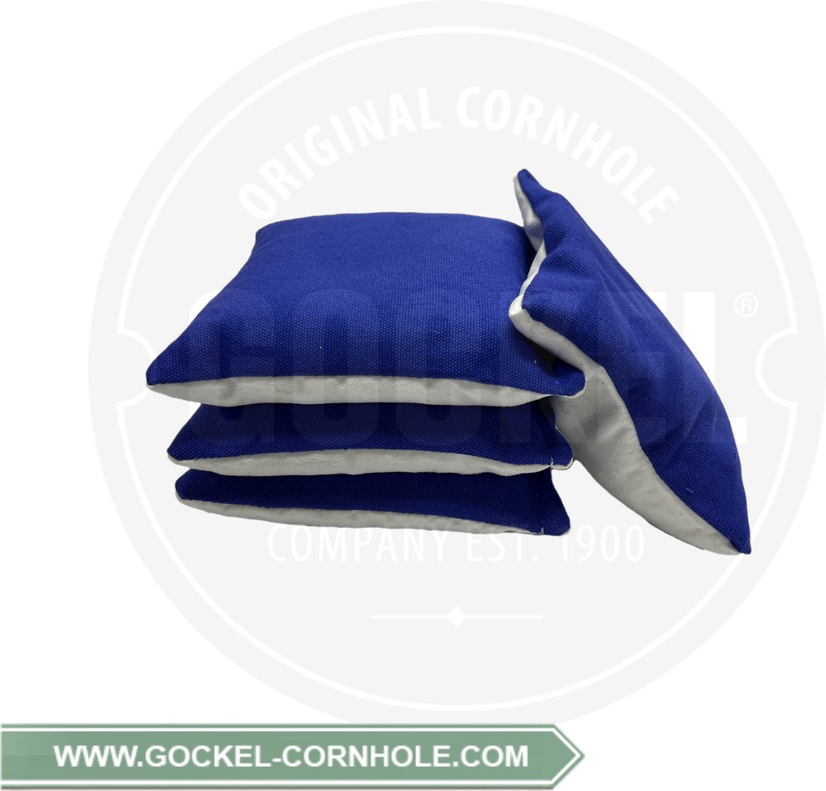 1 set van 4 STICK & SLIDE Cornhole Bags / Zakjes (BLAUW-WIT) - volgens officiële normen - granulaat gevuld
