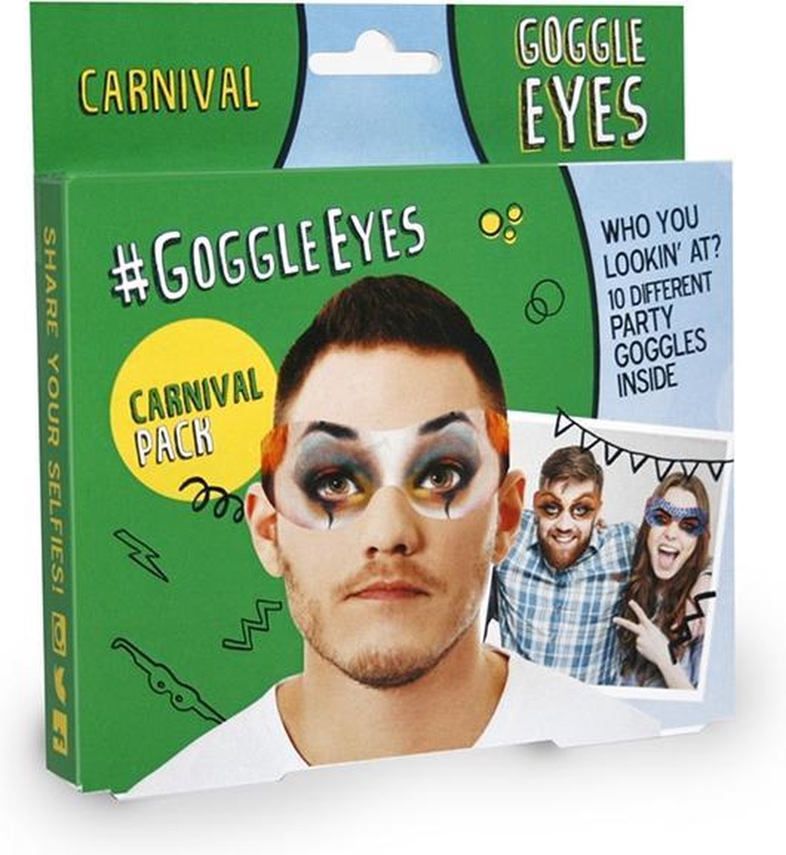 Goggle Eyes Carnival Mask (Pack of 10) (Green)