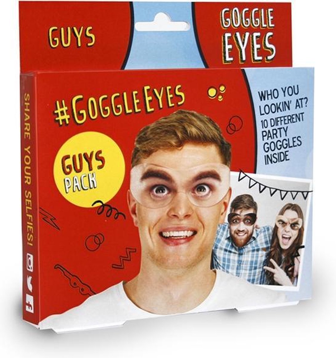 Goggle Eyes Guys Mask (Pack of 10) (Red)