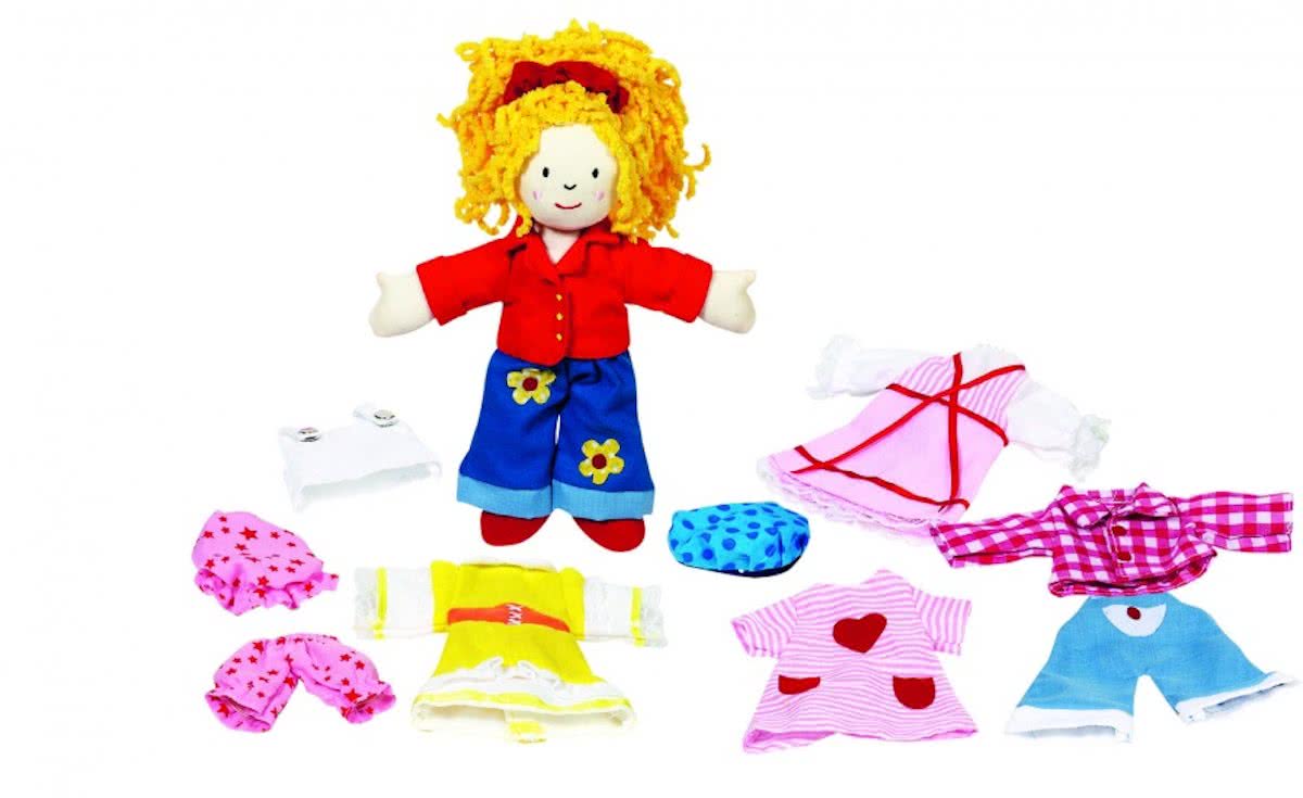 Goki Aankleedpop karry 19,5cm met 6 outfits