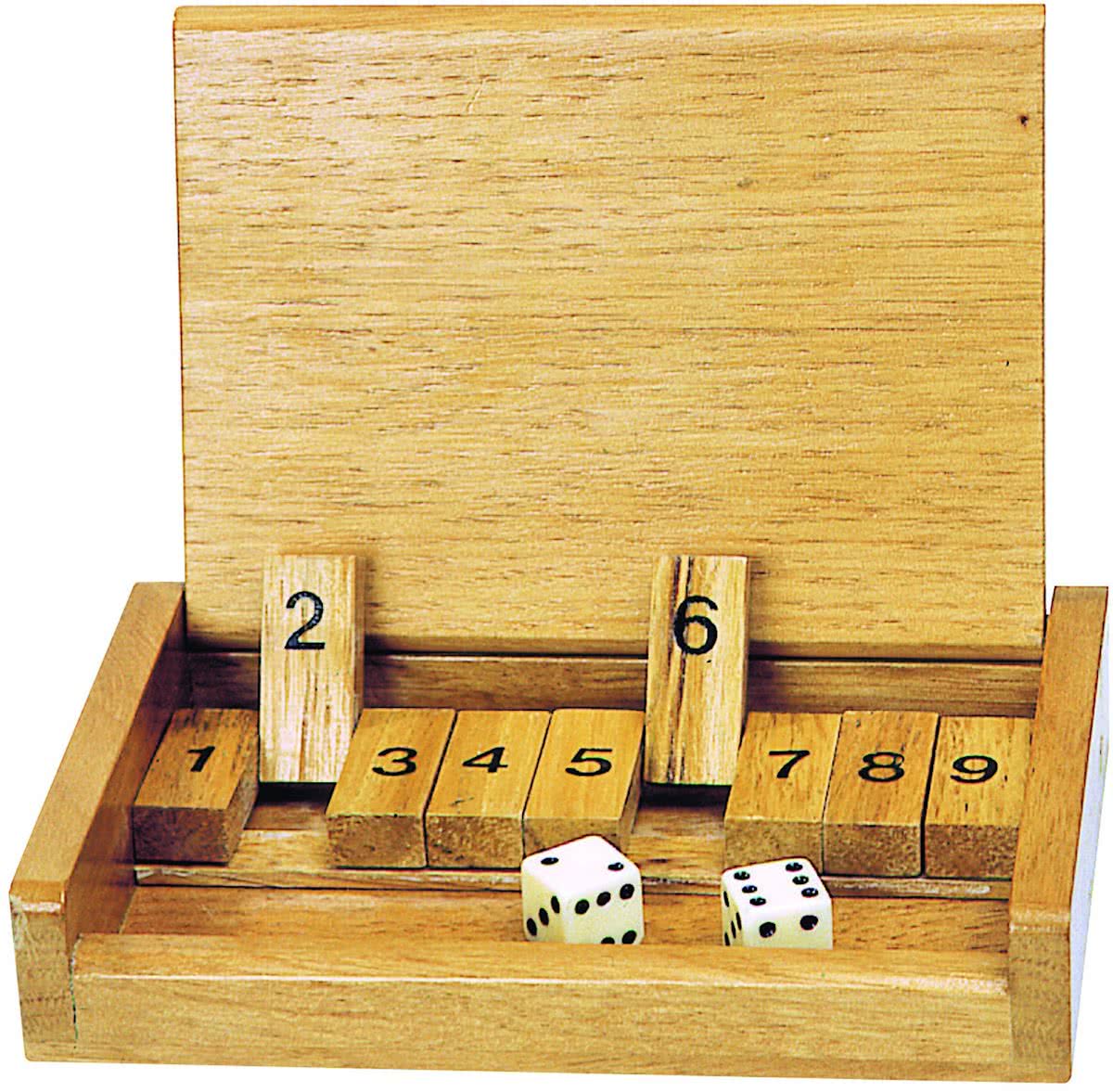 Goki Dobbelspel shut the box 13,5 x 9 cm