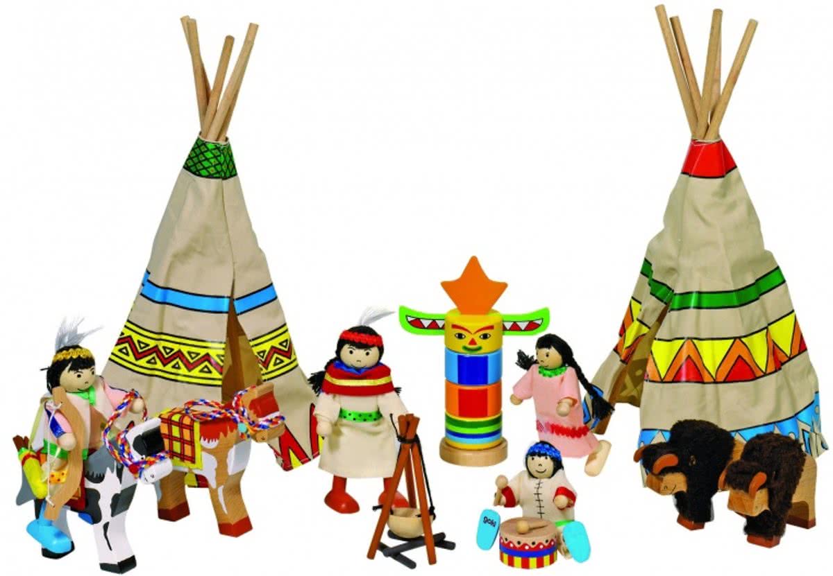   Houten buigpopjes set indianen 9-11cm