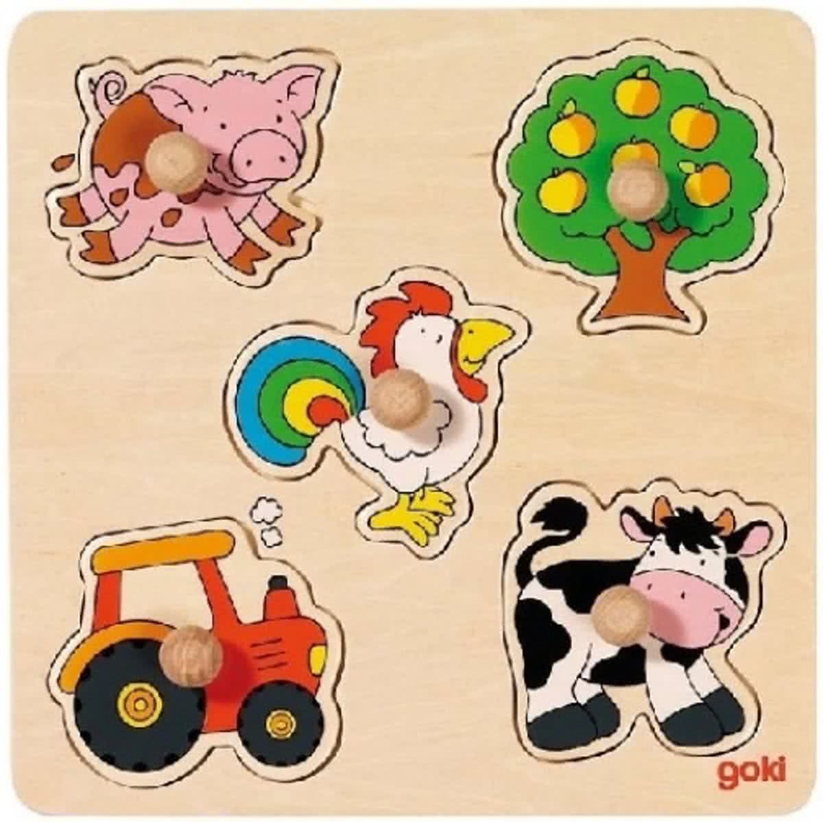 Goki Houten platteland puzzel 5-delig