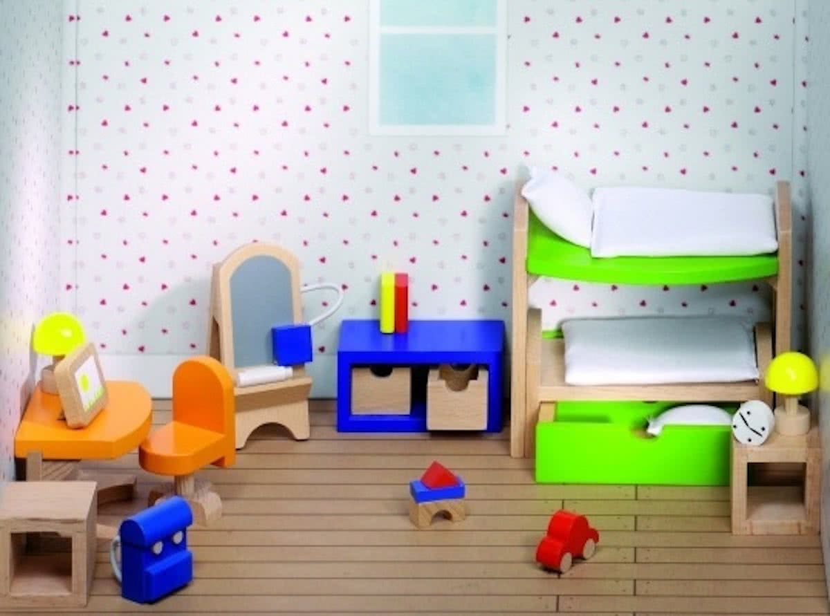 Goki Houten poppenhuis kinderkamer 28-delig