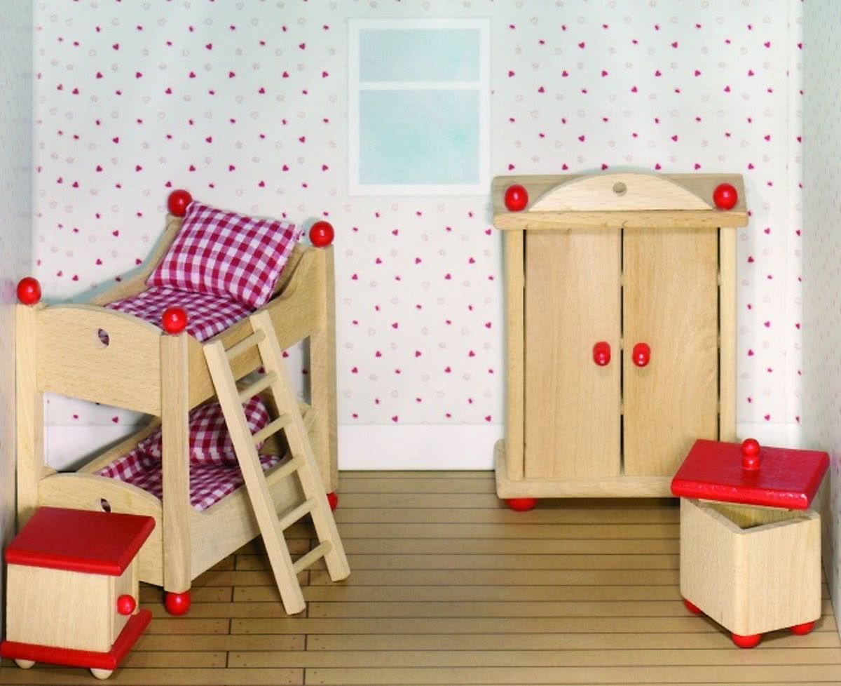   Houten poppenhuis kinderkamer 5-delig