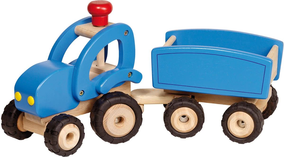 Goki Houten tractor met aanhangwagen 44,2 x 17,2 x 21,5 cm