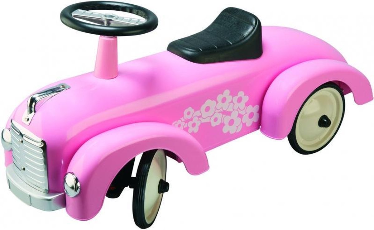 Goki Loopauto Bloemen Roze