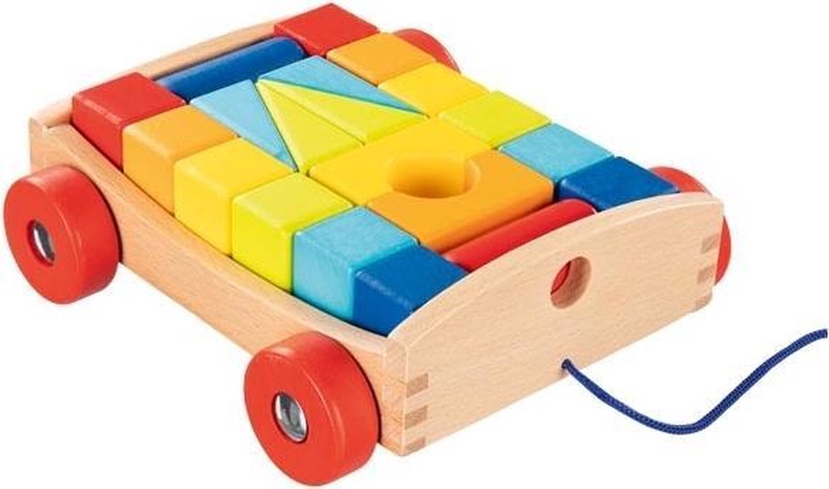   Pull-along cart with 20 building blocks