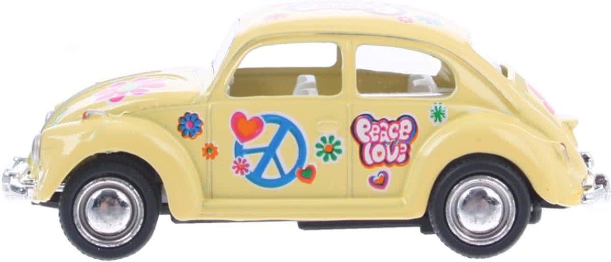 Goki Volkswagen Classical Beetle (1967) Bloemen Geel 6,5 Cm