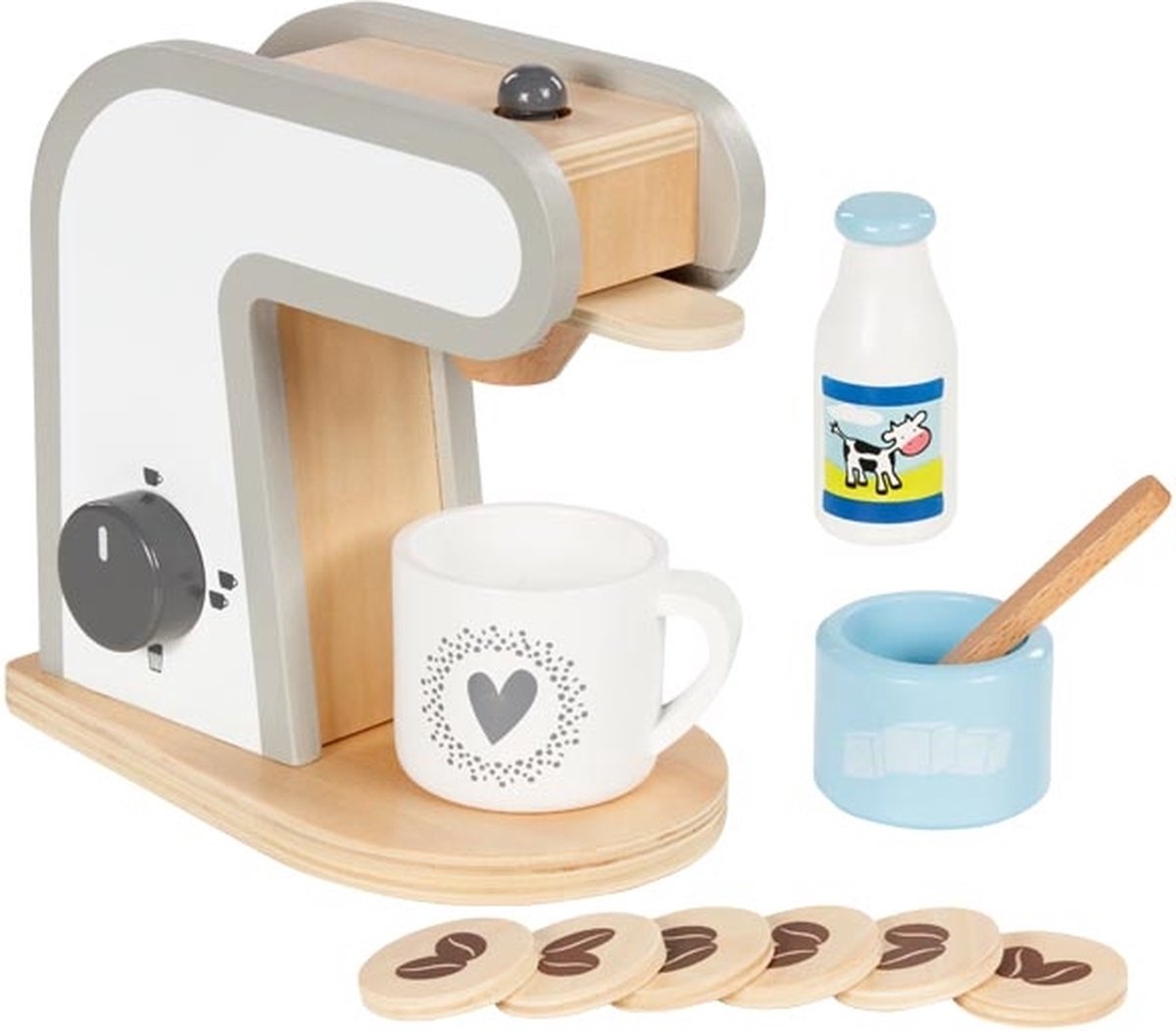 Houten koffiecups koffiezetapparaat wit/beuken