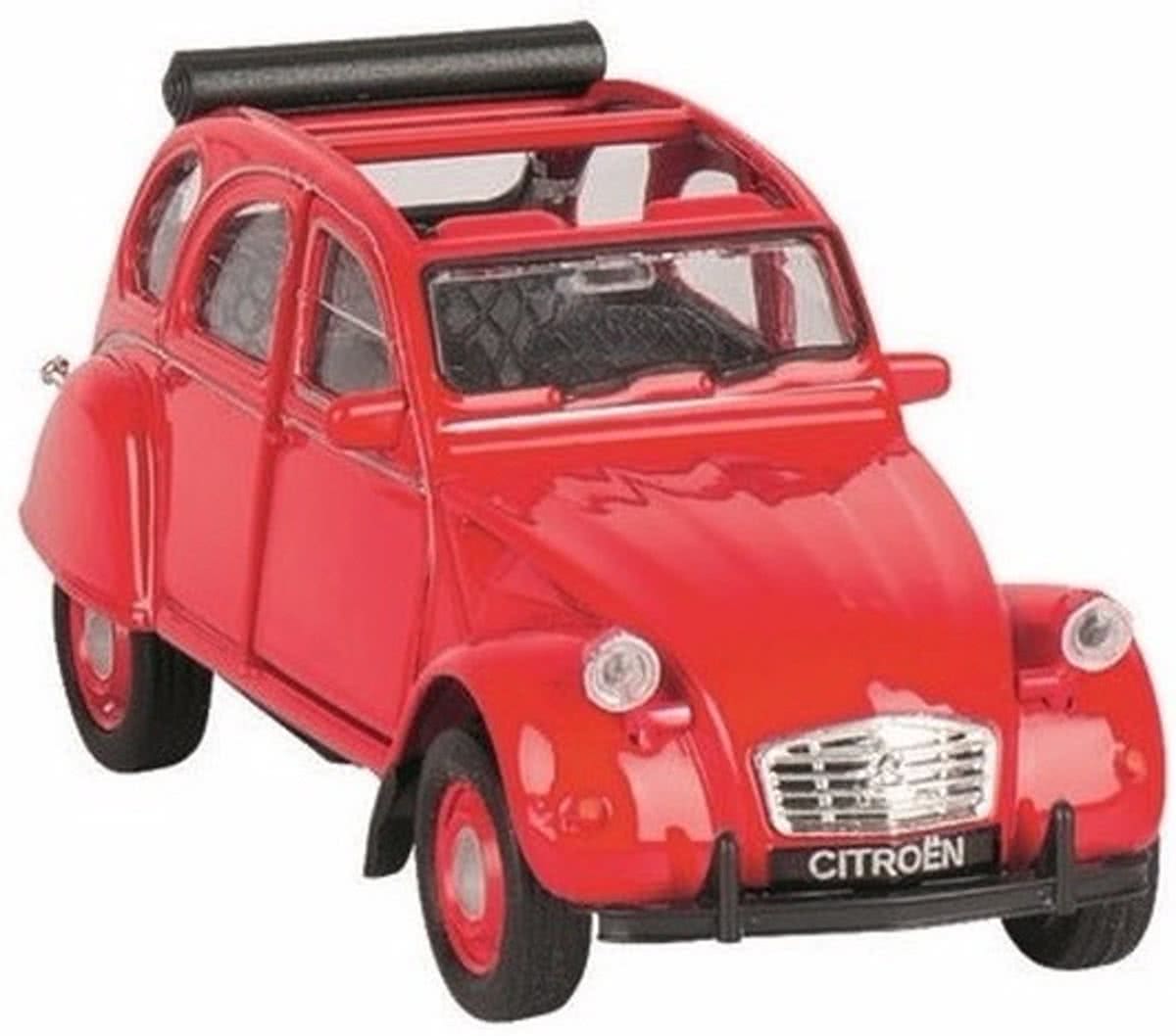 Speelgoed Citroen 2CV rood open 1:36 - metaal / kunststof - modelauto/ schaalmodel