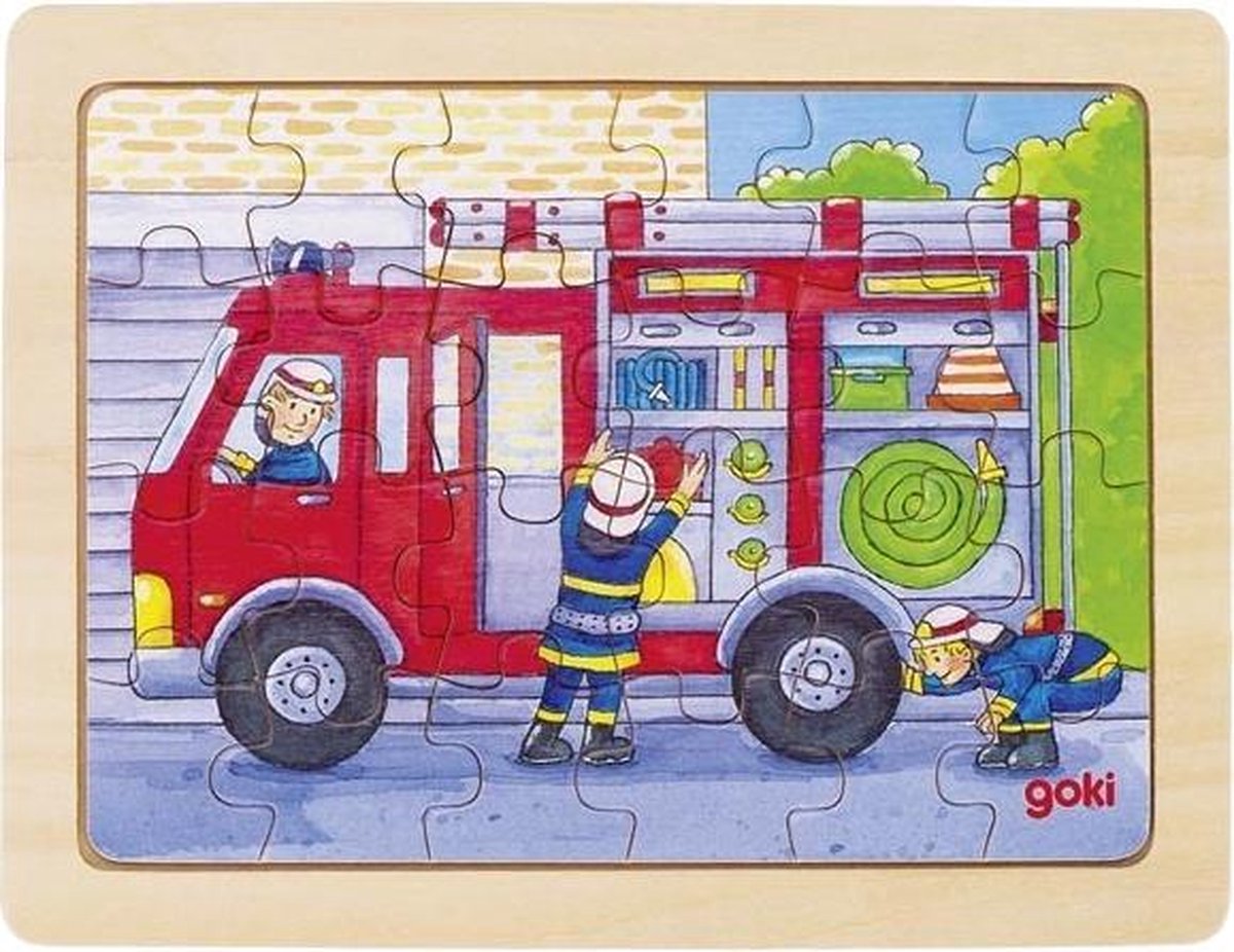 houten legpuzzel Brandweer 19 x 14,5 cm 24 stukjes