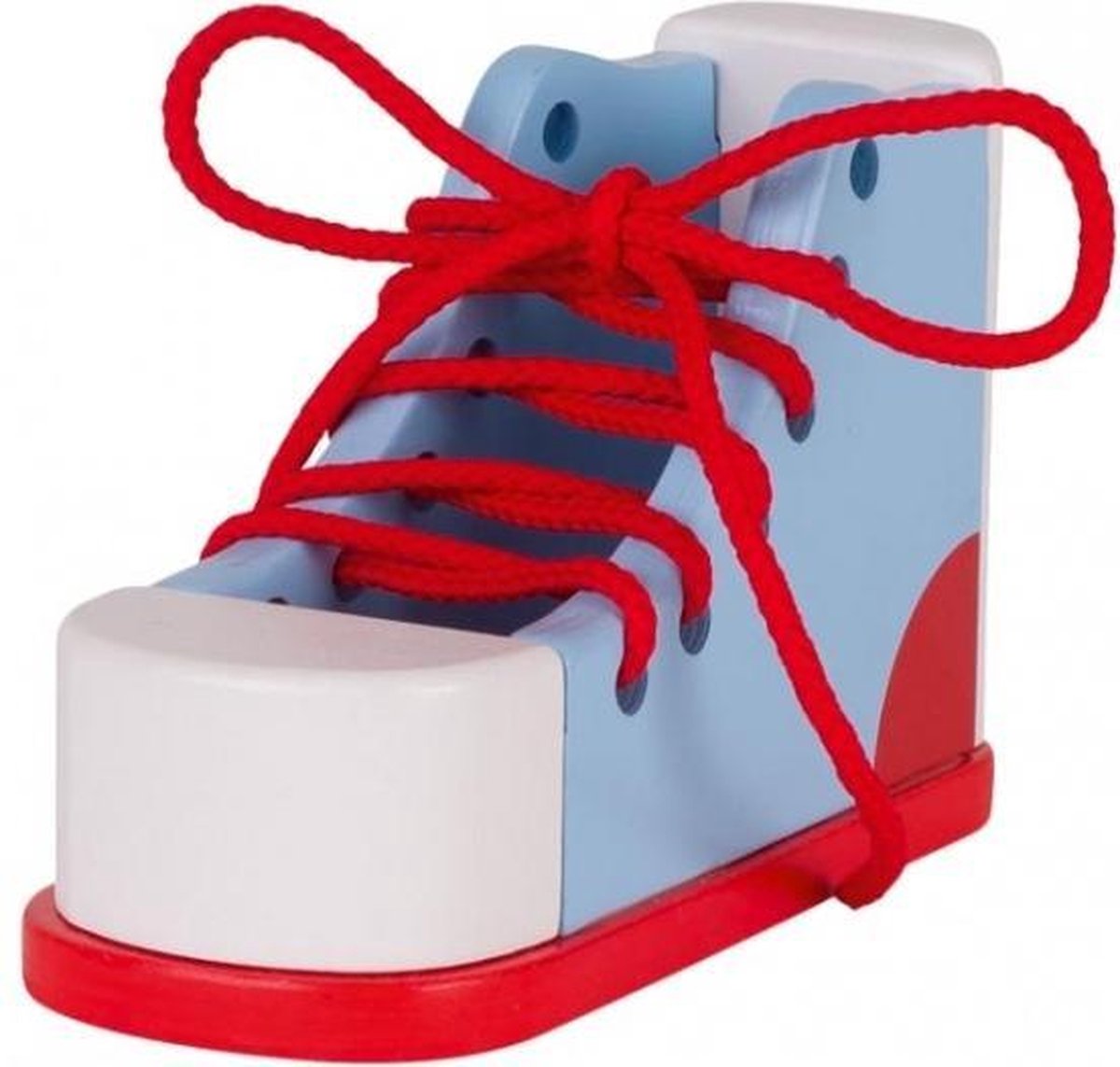 leer zelf je veters strikken 16,5 cm blauw/rood