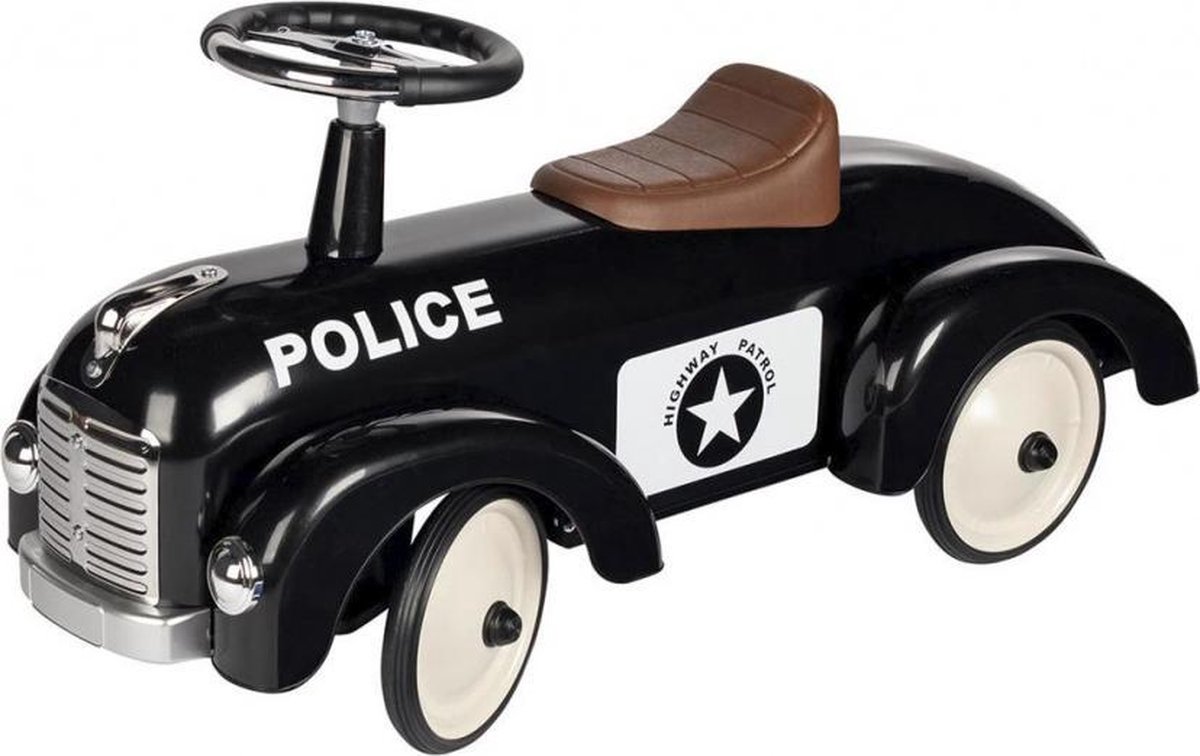 loopauto Politie jongens 75 cm staal zwart