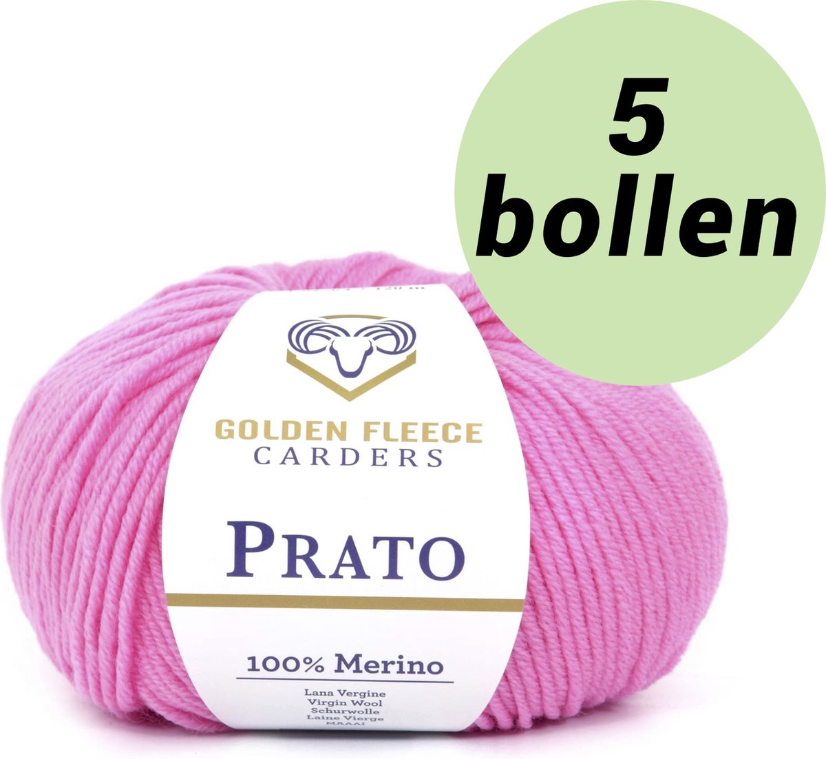 Golden Fleece yarns Prato candy pink - 5 bollen hard roze - de zachtste 100% wol