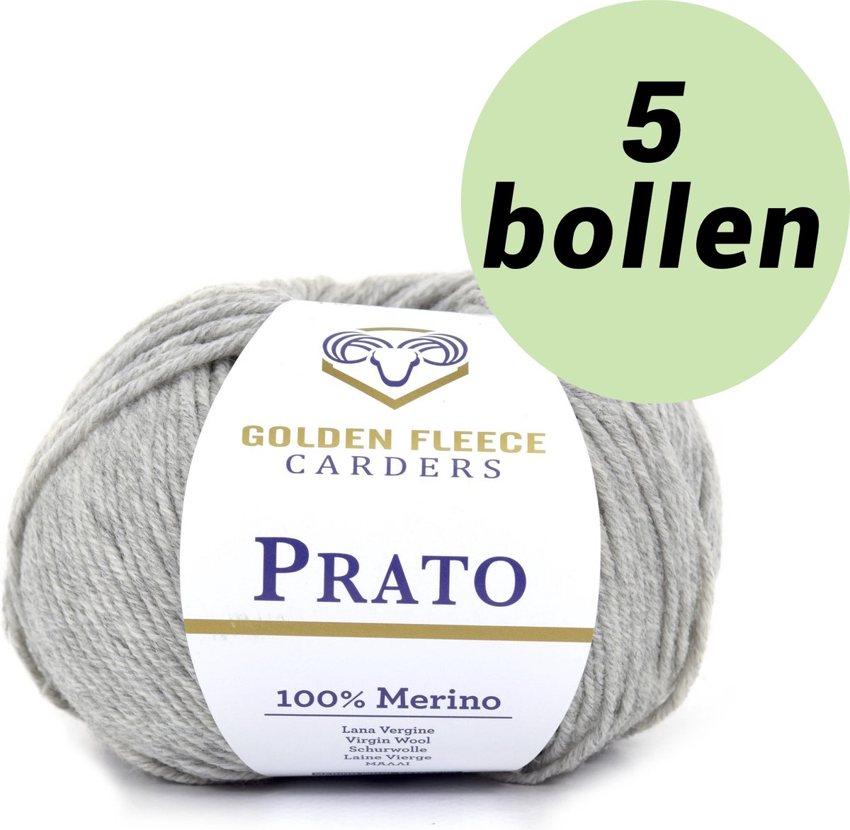 Golden Fleece yarns Prato silver grey - 5 bollen zilver grijs - de zachtste 100% wol