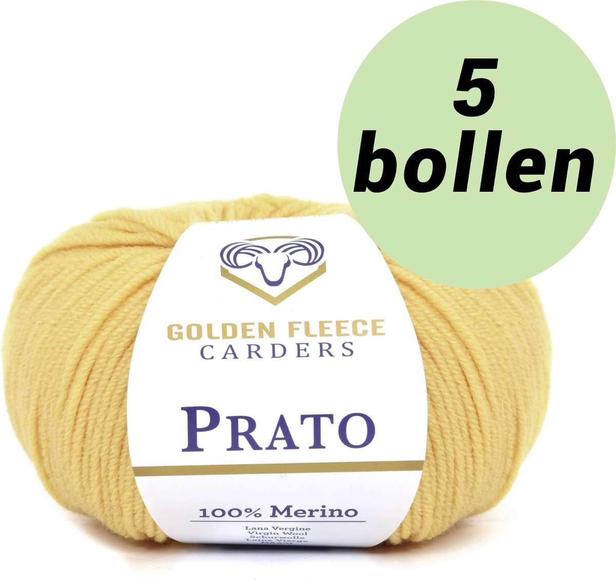 Golden Fleece yarns Prato yellowish - 5 bollen zacht geel - de zachtste 100% wol