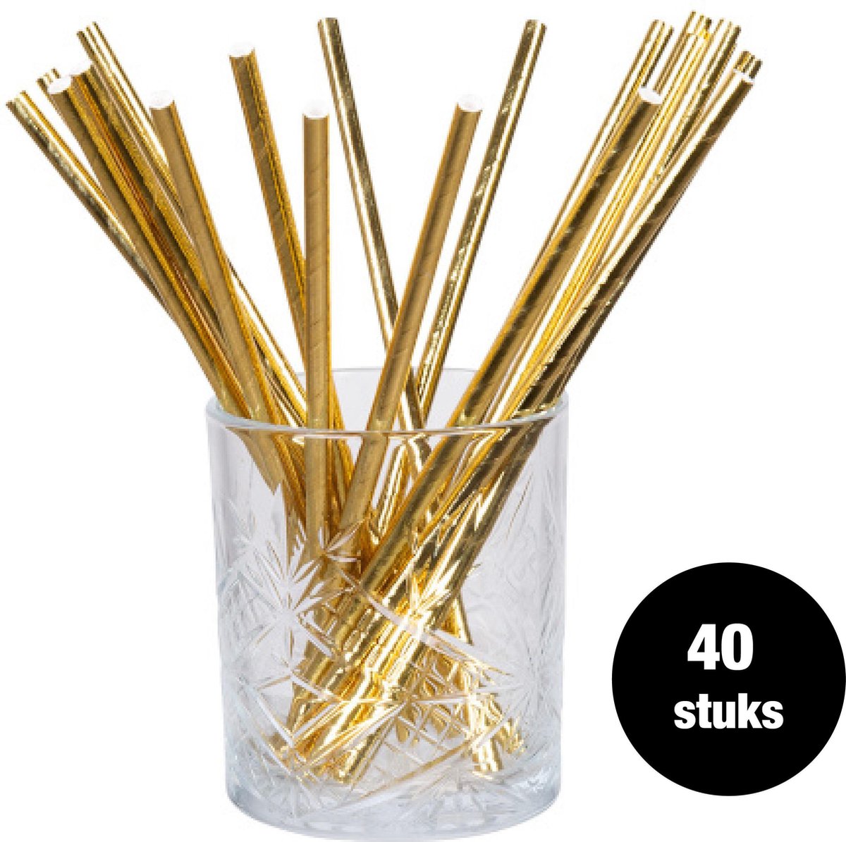 Gouden papieren rietjes - 40 stuks - 20 cm - drinkrietjes goud